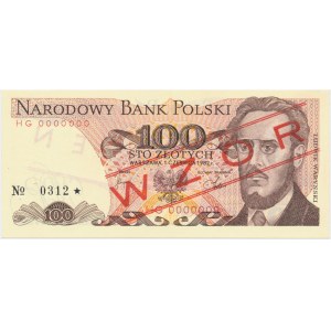 100 złotych 1982 WZÓR HG 0000000 No.0312