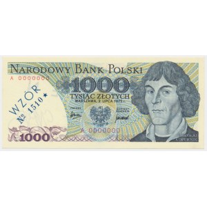 1.000 złotych 1975 WZÓR A 0000000 No.1510