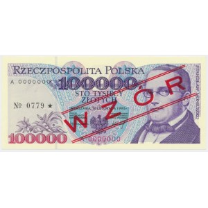 100.000 złotych 1993 WZÓR A 0000000 No 0779 - rzadki