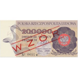 200.000 złotych 1989 WZÓR A 0000000 No.0614