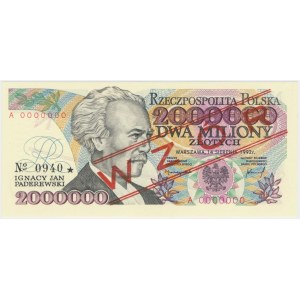 2 miliony złotych 1992 WZÓR A 0000000 No.0940 z błędem Konstytucyjy - RZADKI
