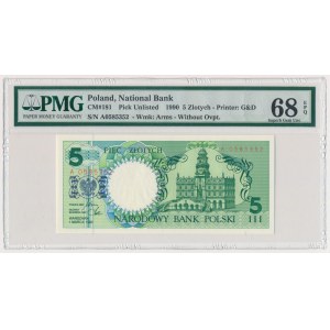 5 złotych 1990 - A - PMG 68 EPQ