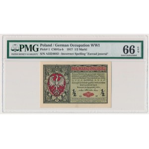 1/2 marki 1916 Jenerał - A - PMG 66 EPQ - numerator czerwony