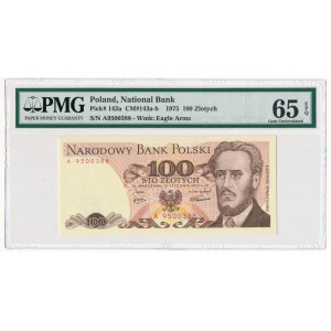 100 złotych 1975 - A - PMG 65 EPQ - rzadka pierwsza seria