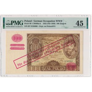 100 złotych 1932(9) - przedruk okupacyjny - BT - PMG 45 - RZADKI i ŁADNY