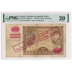 100 złotych 1934(9) - przedruk okupacyjny - CW - PMG 20
