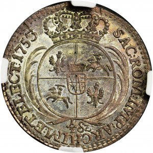 Augustus III of Poland, 3 Groschen Leipzig 1753 - NGC MS65 - rare