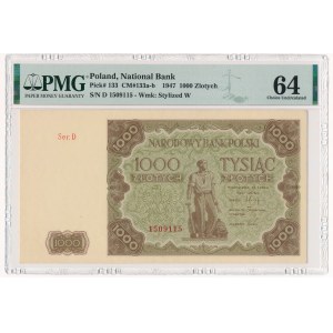 1.000 złotych 1947 - D - PMG 64