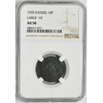 Free City of Danzig, 10 pfennig 1920 - LARGE 10 - NGC AU58 - RARE