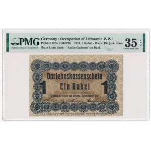 Poznań 1 rubel 1916 długa klauzula (P3b) - PMG 35 EPQ - rzadszy