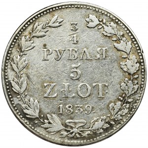 3/4 rubl = 5 zloty Warsaw 1839 MW