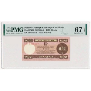 Pewex 2 centy 1979 - mały - HO - PMG 67 EPQ