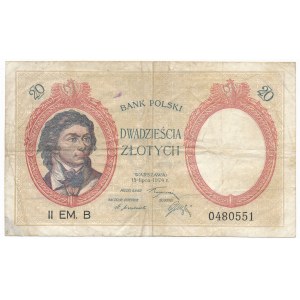 20 złotych 1924 II EM.B - DUŻEJ RZADKOŚCI ODMIANA