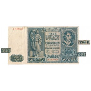 50 złotych 1941 PRZERÓBKA na 500 zł 1961