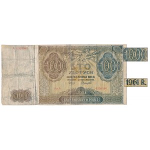 100 złotych 1941 PRZERÓBKA na 1.000 zł 1961
