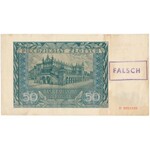 5 i 50 złotych 1941 - przestemplowane jako fałszerstwa