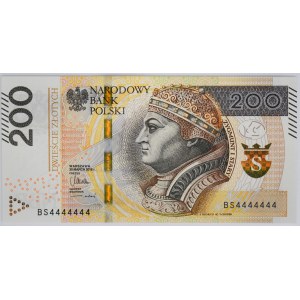 200 złotych 2015 - SOLID - BS 4444440 - (4) - 44444449 (10szt.)