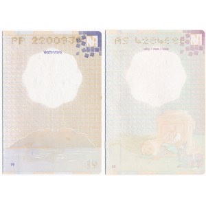 PWPW, Zestaw kart z różnych paszportów obiegowych ze znakami (4szt)