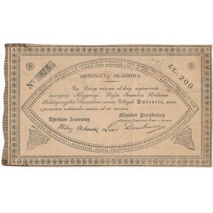 Asygnacja Skarbowa na 200 złotych 1831 - wypełniona