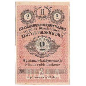 Biała Podlaska, Kasa Sklepu Bialskiego Rolników Podlaskich, 2 złote 1865