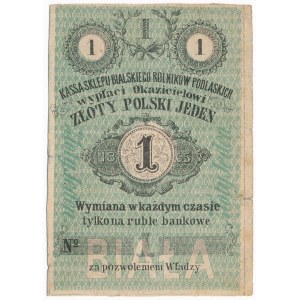 Biała Podlaska, Kasa Sklepu Bialskiego Rolników Podlaskich, 1 złoty 1865