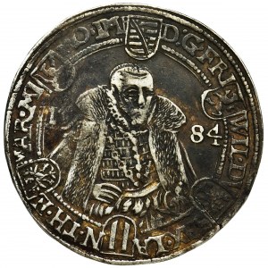 Germany, Saxony-Weimar, Friedrich Wilhelm I and Johann III, 1/2 Thaler Saalfeld 1584