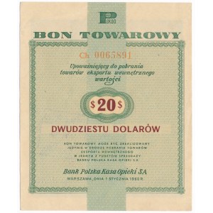 Pewex 20 dolarów 1960 - Ch - z klauzulą