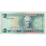 Lithuania, 2 litu 1993 - DAA 0000018 - low serial number