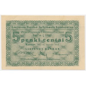 Lithuania, 5 centai 1922