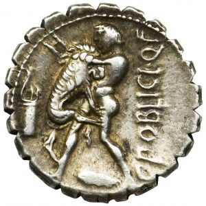 Republika Rzymska, C. Poblicius Q.f., Denar serratus