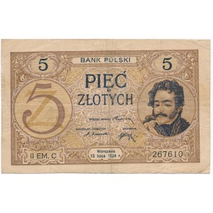 5 złotych 1924 II EM.C - BARDZO ŁADNY
