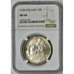 Pilsudski, 10 zloty 1939 - NGC MS66