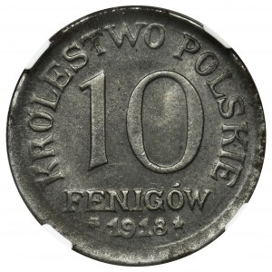 Królestwo Polskie, 10 fenigów 1918 - NGC MS65