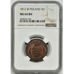 Duchy of Warsaw, 3 groschen Warsaw 1812 IB - NGC MS64 BN