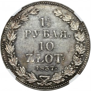 1 1/2 rubel = 10 zloty Petersburg 1837 НГ - NGC MS62 - rare