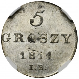 Duchy of Warsaw, 5 groschen 1811 IB - NGC MS62