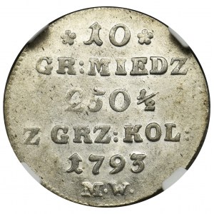 Poniatowski, 10 Groschen 1793 MW - NGC AU55