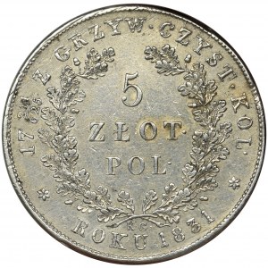 November Uprising, 5 zloty Warsaw 1831 KG