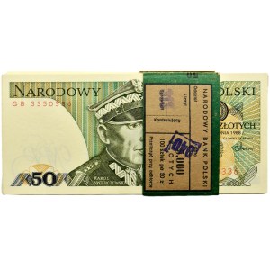 Paczka bankowa 50 złotych 1988 - GB - 100 sztuk - PIERWSZA SERIA