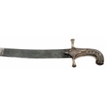 Sabre in the shape of a shamshir in silver mount and original leather case, formerly probably in the possession of the Esterházy family/Šavle ve tvaru šamšíru ve stříbrné montáži a v původním koženém pouzdru, dříve patrně v majetku rodu Esterházy
