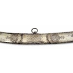 Sabre in the shape of a shamshir in silver mount and original leather case, formerly probably in the possession of the Esterházy family/Šavle ve tvaru šamšíru ve stříbrné montáži a v původním koženém pouzdru, dříve patrně v majetku rodu Esterházy