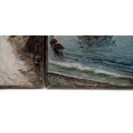 Pair of paintings A Journey in the Mountains and Fishermen in the Bay of Naples, Giuseppe Giardiello