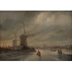 Dutch Winter Scene with Windmill by Charles Leickert/Holandská zimní krajina s větrným mlýnem, Charles Leickert