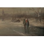 Dutch Winter Scene with Windmill by Charles Leickert/Holandská zimní krajina s větrným mlýnem, Charles Leickert