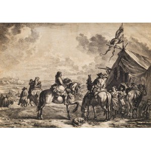 Cavalry Scenes at Camp by Jan de Visscher/Kavalerie v táboře, Jan de Visscher