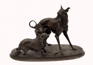 Greyhound and King Charles Spaniel by Pierre-Jules Mene/Chrt a King Charles španěl, Pierre-Jules Mene
