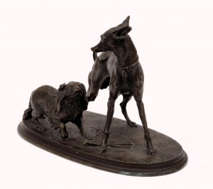 Greyhound and King Charles Spaniel by Pierre-Jules Mene/Chrt a King Charles španěl, Pierre-Jules Mene
