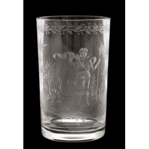 Cylindrical Beaker with Hunting Motif/Číše s loveckým motivem