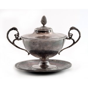 Silver Empire Container with a Saucer/Silver Empire Container with a Saucer, Theodor Tonnelier