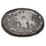 Oval SilverTtray with Jewish Motif